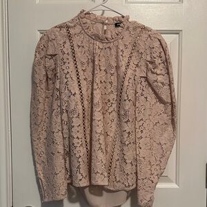 Express Lace Blouse in Blush Pink